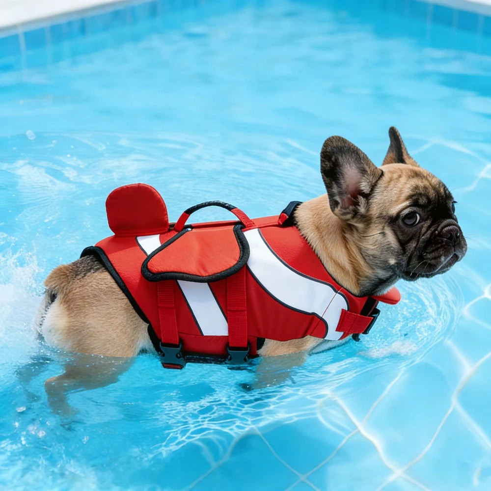 Adjustable Dog Life Jacket with Chin Pad for Swimming and Boating