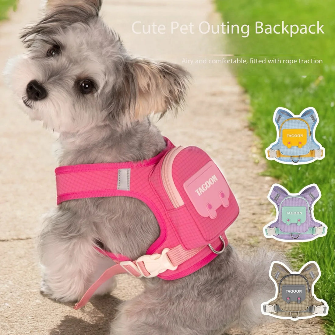 Adjustable Dog Backpack Harness – Cute Plaid Pet Carrier Vest for Small and Medium Dogs